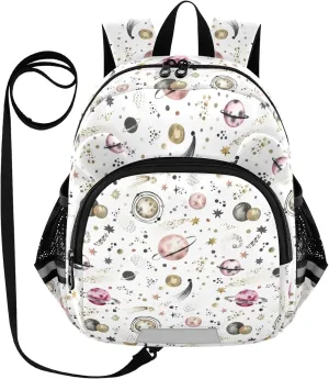 Space Pattern with Stars Little Kid Toddler Backpack Baby Boys Girls Kindergarten Pre School Bags Cute Cartoon Backpacks for children
