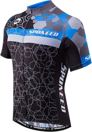 sponeed Men's Cycling Jerseys Tops Biking Shirts Short Sleeve Bike Clothing Full Zipper Bicycle Jacket with Pockets