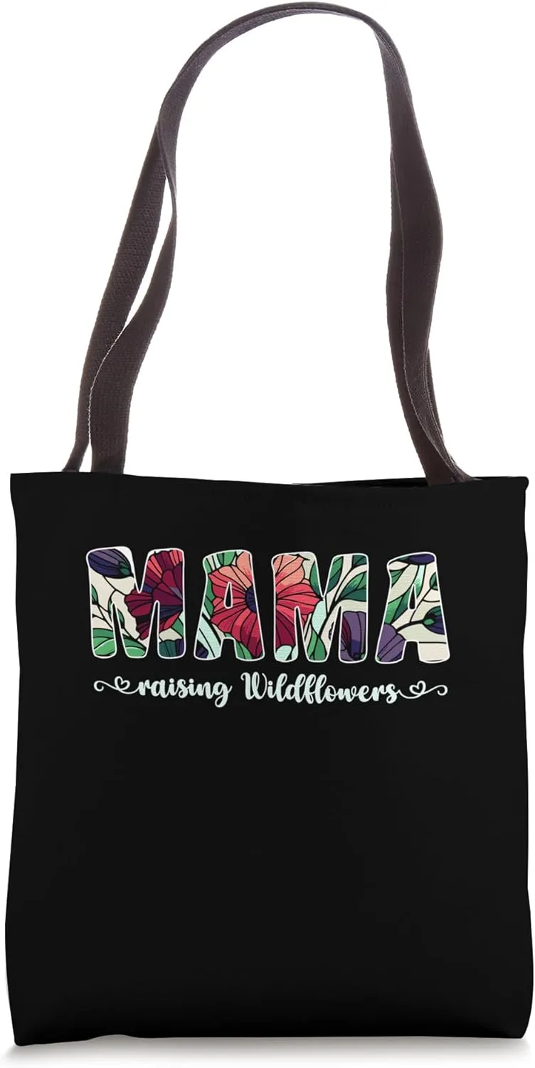 Stained Style Mama with Raising Wildflower Floral Design Tote Bag
