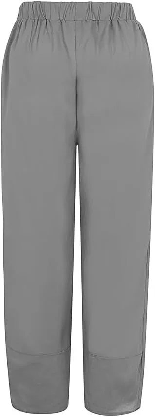 Summer Women Loose Women Straight Summer Pants High Casual Waist Long Solid Cotton Pants Womens High