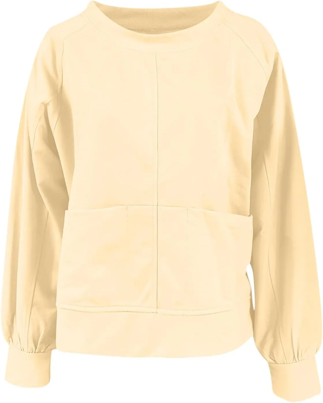 Sweatshirt for Women Oversized Long Sleeve Y2K Pullover Top Solid Crewneck Shirts 2024 Fall Outfits with Pockets