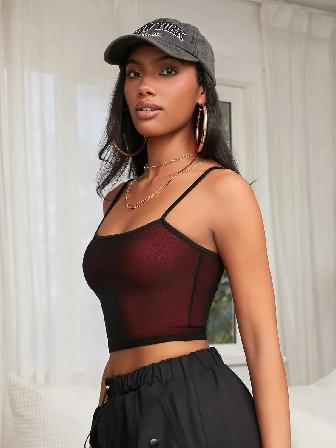 SweatyRocks Women's Y2k Tops Mesh Slim Fit Camisole Top for Women 2025 Summer Cami