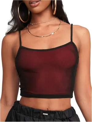 SweatyRocks Women's Y2k Tops Mesh Slim Fit Camisole Top for Women 2025 Summer Cami