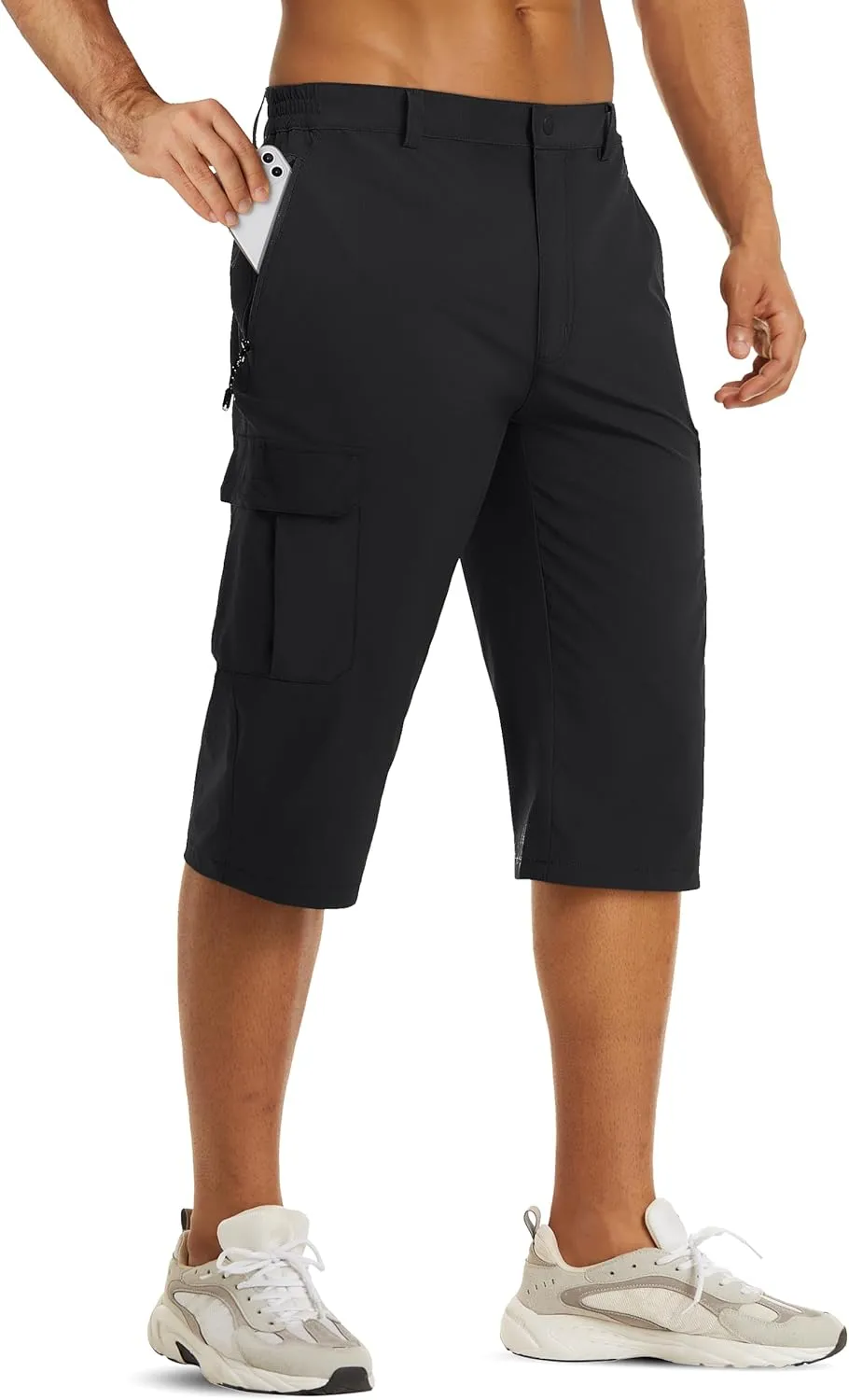 TACVASEN Men's Capri Pants Cargo Long Shorts Quick Dry Lightweight 3/4 Pants Below Knee Summer Hiking Work