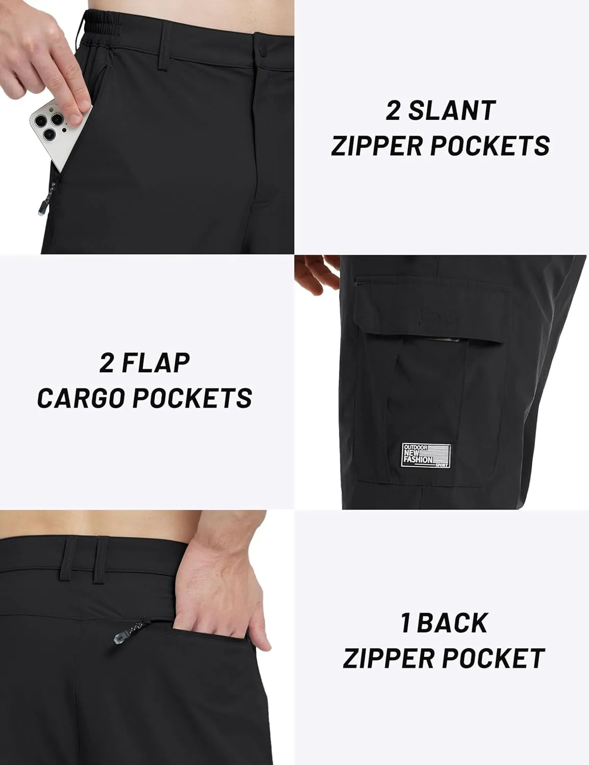 TACVASEN Men's Capri Pants Cargo Long Shorts Quick Dry Lightweight 3/4 Pants Below Knee Summer Hiking Work