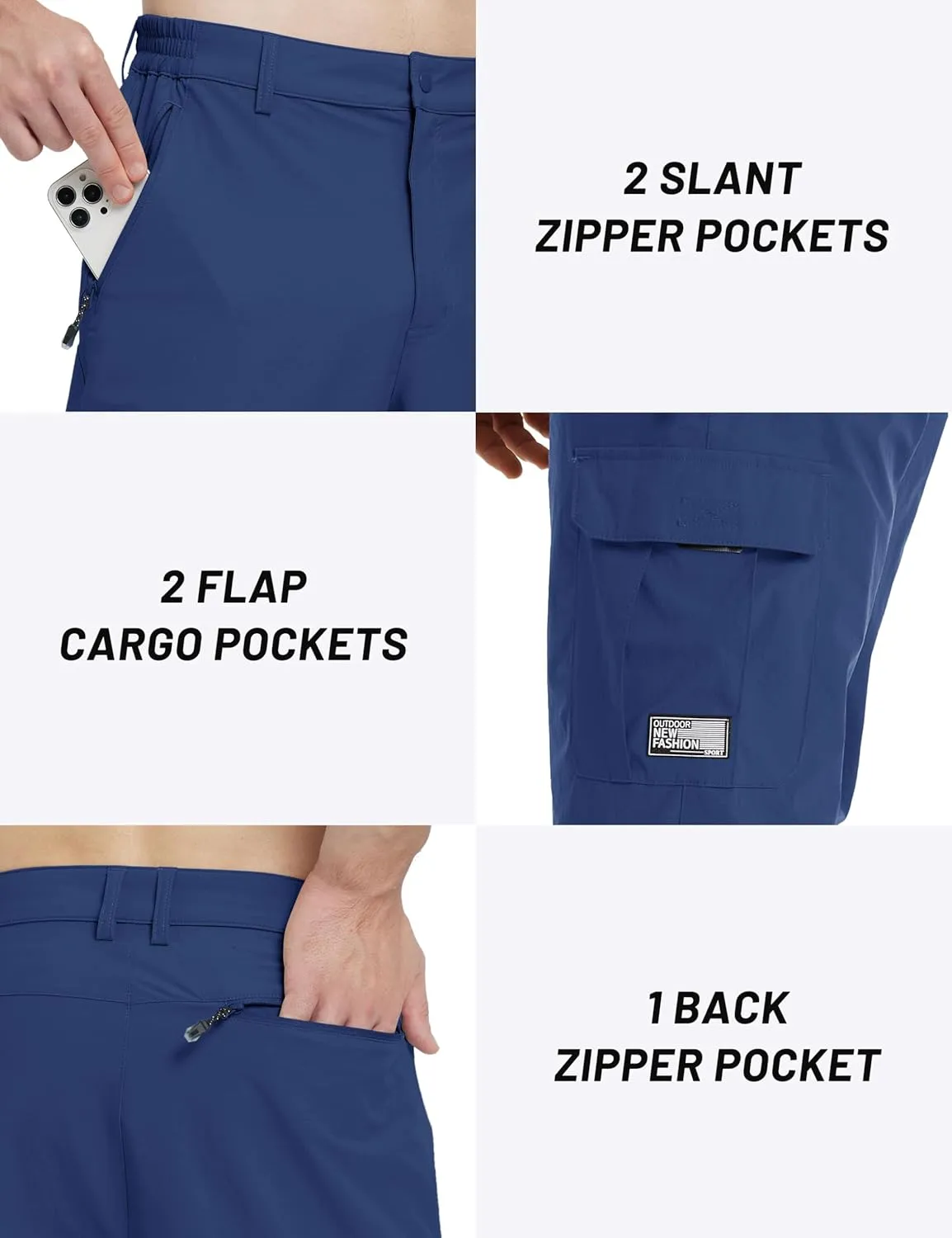 TACVASEN Men's Capri Pants Cargo Long Shorts Quick Dry Lightweight 3/4 Pants Below Knee Summer Hiking Work