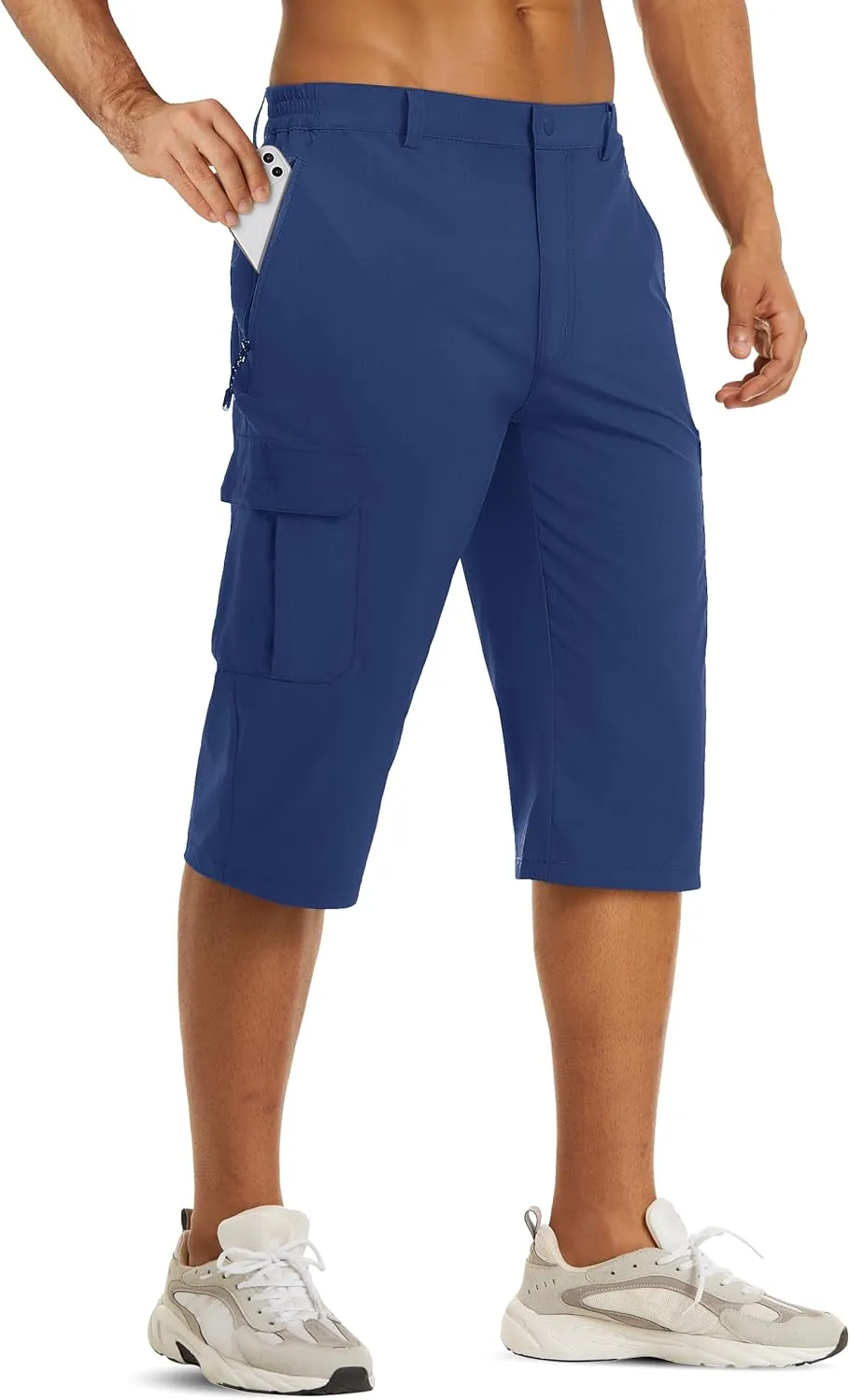 TACVASEN Men's Capri Pants Cargo Long Shorts Quick Dry Lightweight 3/4 Pants Below Knee Summer Hiking Work