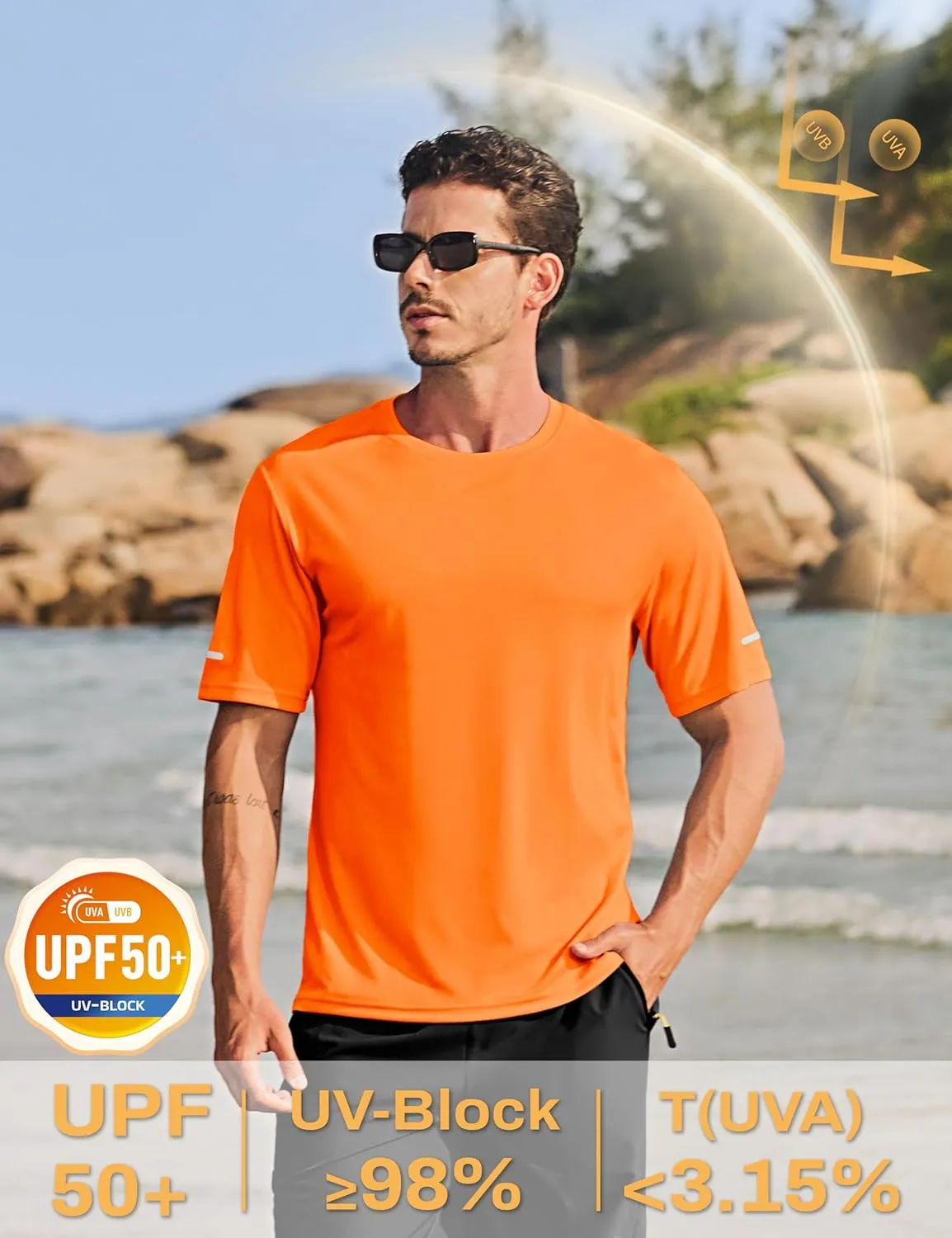 TACVASEN Men's Short Sleeve Swim Top UPF 50  Sun Protection T-Shirt Crew Neck Moisture Wicking Gym Shirts