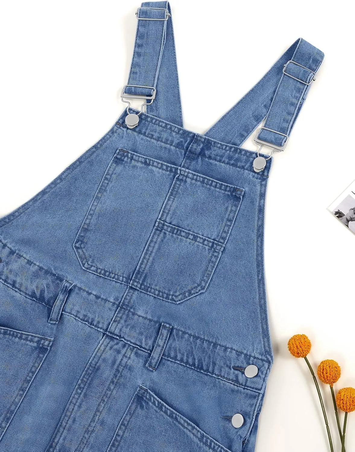 Tankaneo Womens Baggy Denim Overalls Patchwork Wide Leg Adjustable Strap Jumpsuits Casual Bib Cotton Barrel Jeans Outfits
