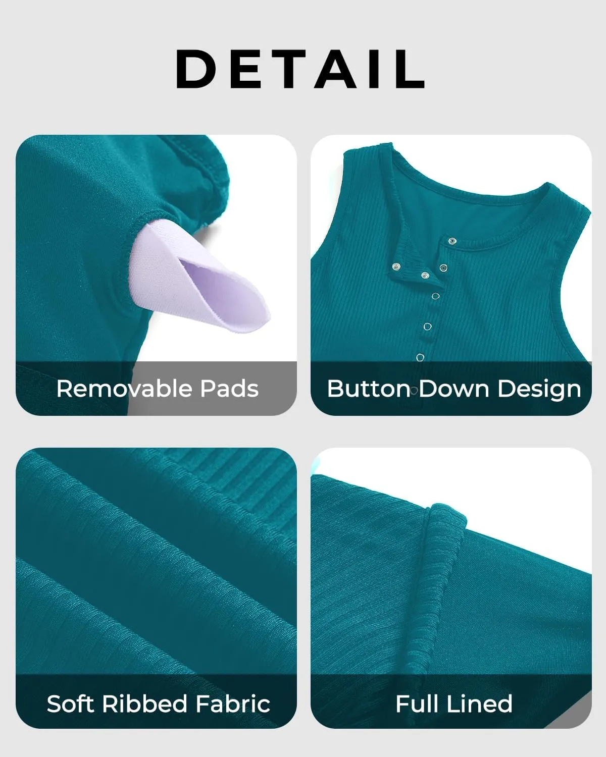 Tankini Tops for Women - High Neck Swim Top Only Ribbed Bathing Suits Button Swimsuit No Bottom