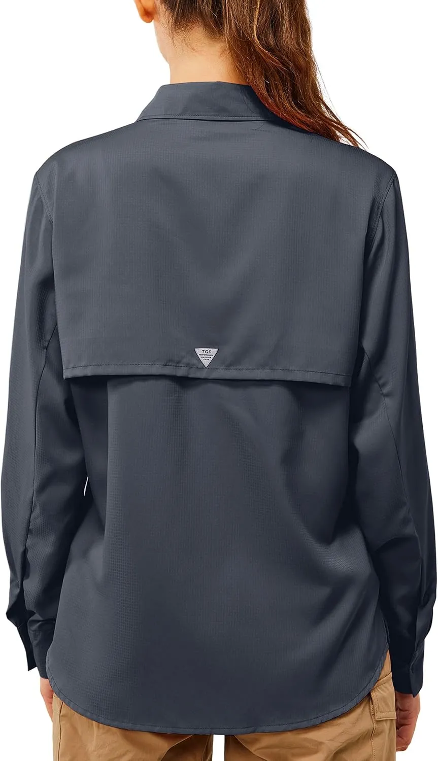 TGF Women's Sun Protection Fishing Shirts Long Sleeve Button Up Shirt with Zipper Pockets for Traveling Hiking Camping