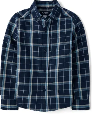 The Children's Place Boys' Long Sleeve Plaid Flannel Button Down Shirt