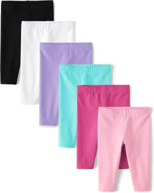 The Children's Place,Baby Girls,and Toddler Multipack Capri Leggings,Assorted Solids 6-Pack,4 Years