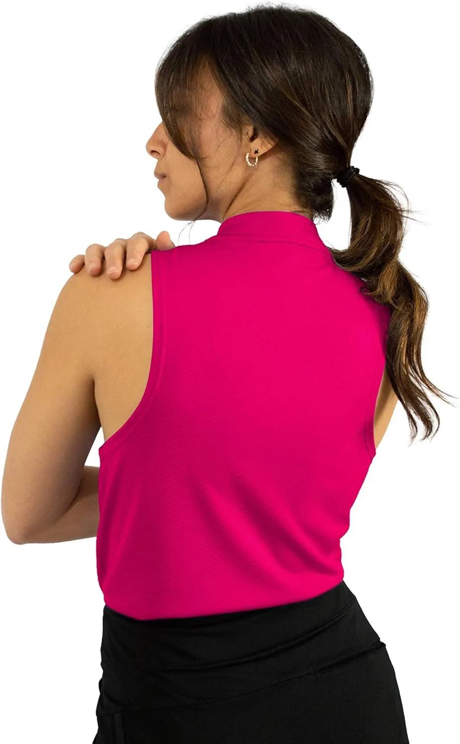 Three Sixty Six Womens Sleeveless Collarless Golf Polo Shirt with Zipper - Quick Dry Tank Tops for Women