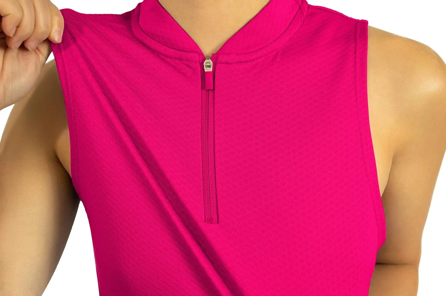 Three Sixty Six Womens Sleeveless Collarless Golf Polo Shirt with Zipper - Quick Dry Tank Tops for Women
