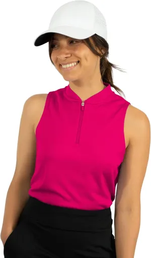 Three Sixty Six Womens Sleeveless Collarless Golf Polo Shirt with Zipper - Quick Dry Tank Tops for Women