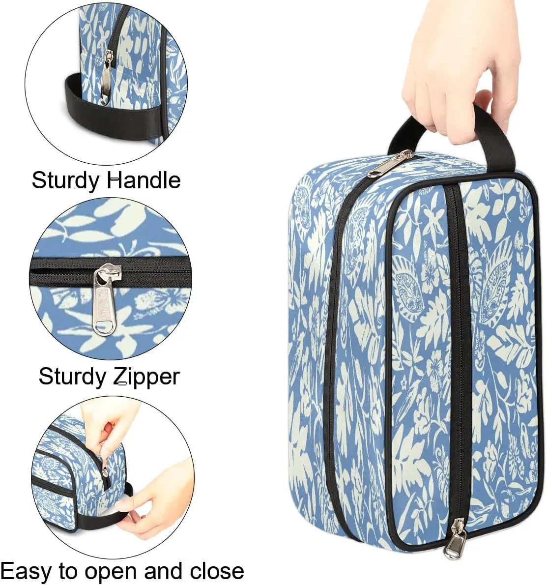 Travel Toiletry Bag for Women & Men,Waterproof Lightweight Makeup Cosmetic Bag Organizer with Handle & Zip Pockets Shaving Toiletries Bag for Gym,Beach - Abstract Flower