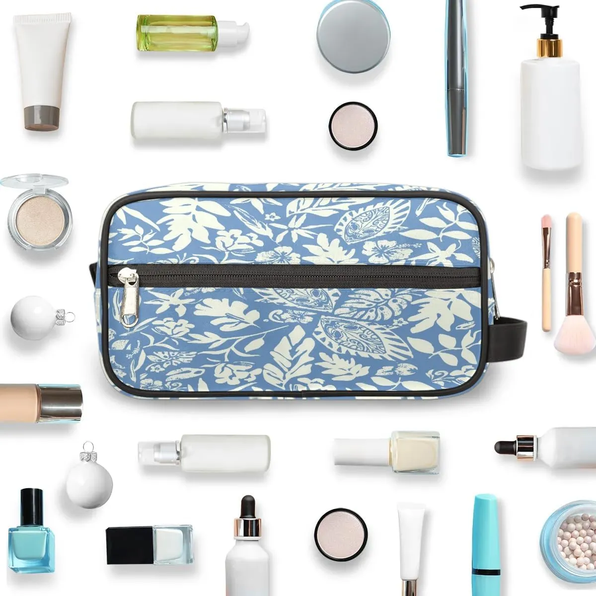 Travel Toiletry Bag for Women & Men,Waterproof Lightweight Makeup Cosmetic Bag Organizer with Handle & Zip Pockets Shaving Toiletries Bag for Gym,Beach - Abstract Flower