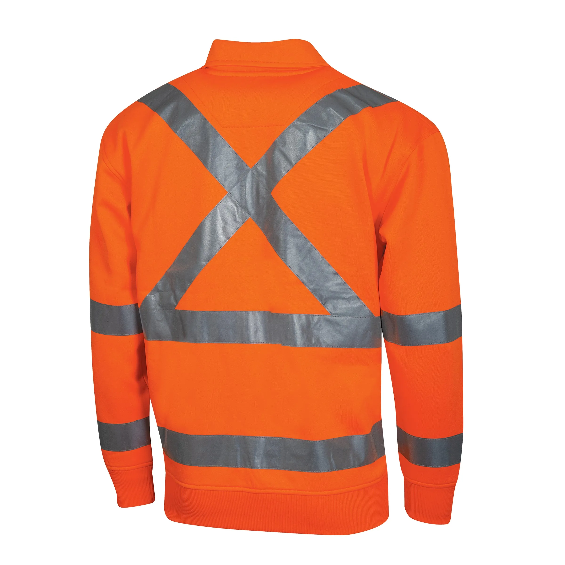 Tru Workwear Hi Vis Orange 1/4 Zip Fleece Jumper c/w X Pattern Reflective Tape TF1950T5