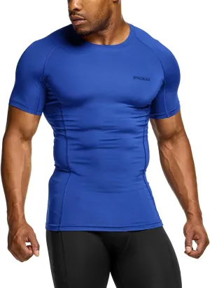 TSLA Men's UPF 50  Quick Dry Short Sleeve Compression Shirts, Athletic Workout Shirt, Water Sports Rash Guard