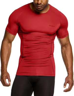 TSLA Men's UPF 50  Quick Dry Short Sleeve Compression Shirts, Athletic Workout Shirt, Water Sports Rash Guard