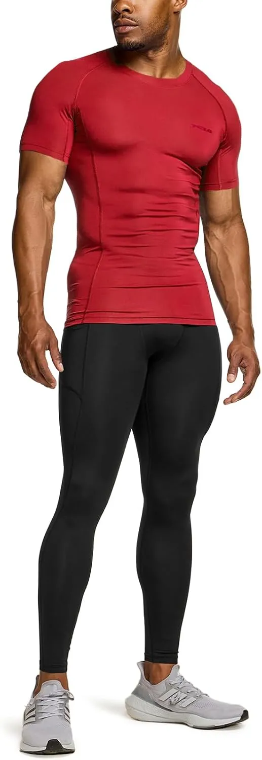 TSLA Men's UPF 50  Quick Dry Short Sleeve Compression Shirts, Athletic Workout Shirt, Water Sports Rash Guard