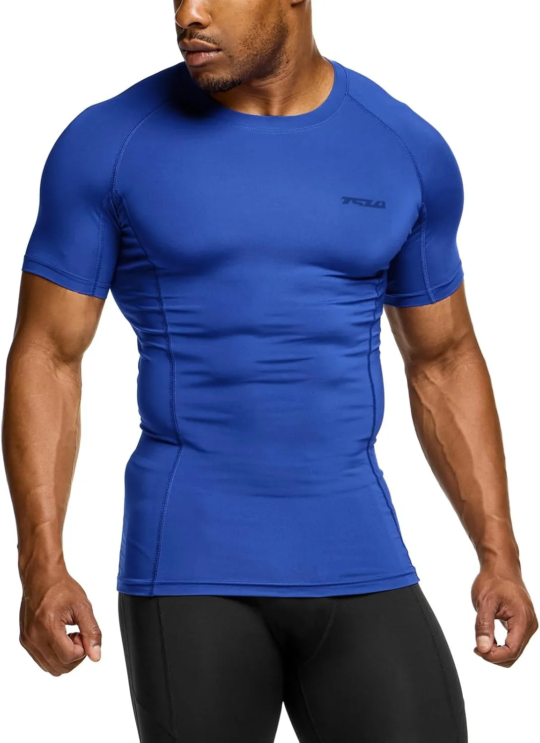 TSLA Men's UPF 50  Quick Dry Short Sleeve Compression Shirts, Athletic Workout Shirt, Water Sports Rash Guard