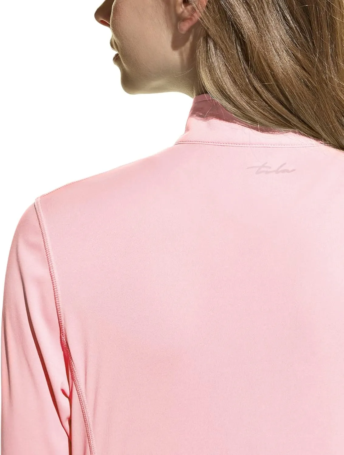 TSLA Women's Quarter Zip Pullover Running Shirts, Quick Dry Long Sleeve Workout Top, Lightweight Athletic T-Shirt