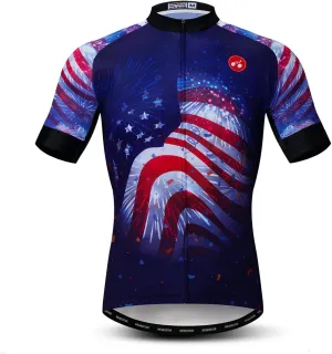 USA Cycling Jerseys Men, USA Flags Bicycle Shirts Summer Riding Tops Quick Dry Bicycle Jersey S-3XL