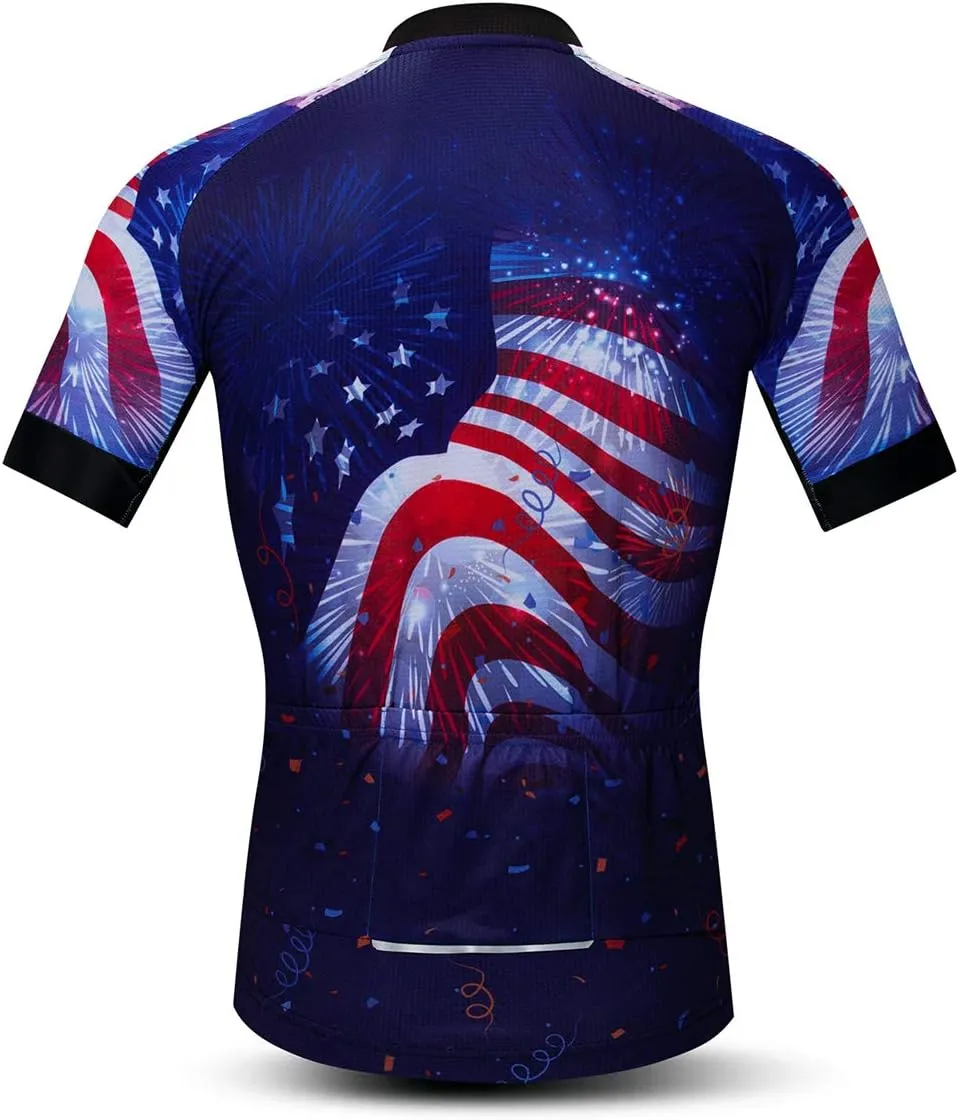 USA Cycling Jerseys Men, USA Flags Bicycle Shirts Summer Riding Tops Quick Dry Bicycle Jersey S-3XL