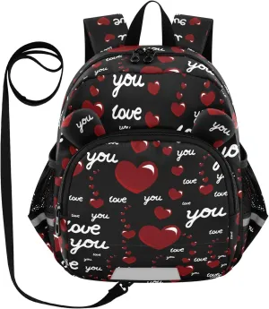 Valentine's Day Red Hearts Little Kid Toddler Backpack Baby Boys Girls Kindergarten Pre School Bags Cute Cartoon Backpacks for children