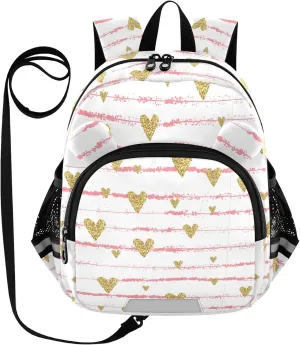 Vector Gold Pink Heart Little Kid Toddler Backpack Baby Boys Girls Kindergarten Pre School Bags Cute Cartoon Backpacks for children