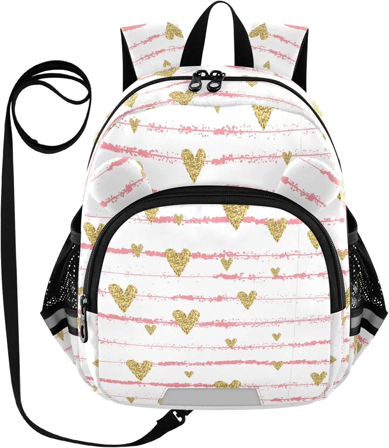 Vector Gold Pink Heart Little Kid Toddler Backpack Baby Boys Girls Kindergarten Pre School Bags Cute Cartoon Backpacks for children