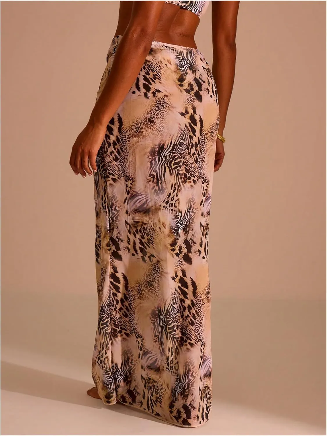 Verdusa Women's Animal Print Fishtail Bodycon Skirt High Rise Maxi Skirts