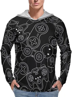 Video Games Controller Silhouette Men's Quick Dry Long Sleeve Shirts UV Sun Protection Moisture Wicking T-Shirt L