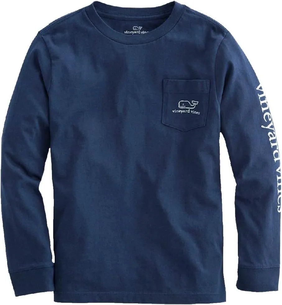 vineyard vines Boys Long-Sleeve Vintage Whale Pocket Tee
