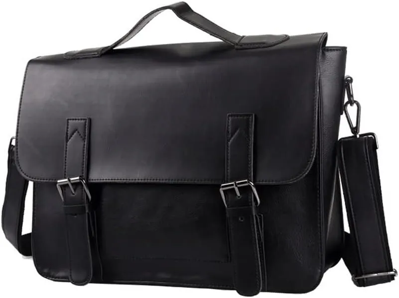Vintage Briefcase Men Handbag Shoulder Leather Casual Brown Business Crossbody Laptop Office Bag