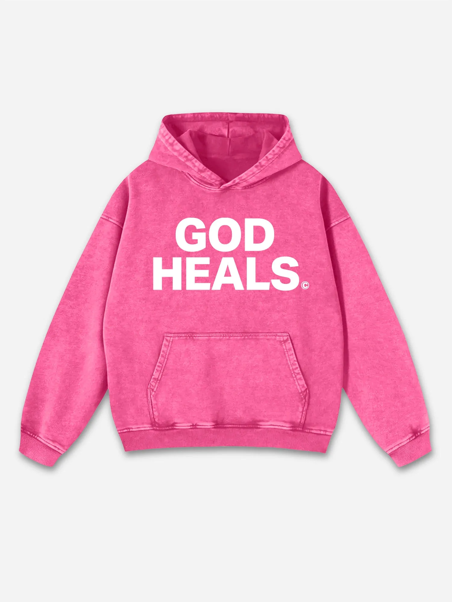Vintage God Heals Graphic Acid Washed Oversized Hoodie