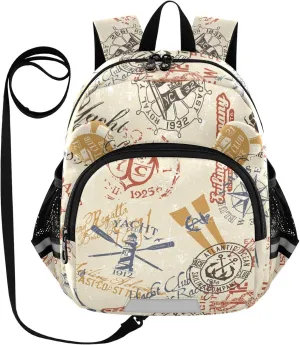 Vintage Nautical Brown Little Kid Toddler Backpack Baby Boys Girls Kindergarten Pre School Bags Cute Cartoon Backpacks for children