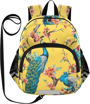 Vintage Peacock Flower Little Kid Toddler Backpack Baby Boys Girls Kindergarten Pre School Bags Cute Cartoon Backpacks for children