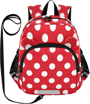 Vintage Polka Dots Red Little Kid Toddler Backpack Baby Boys Girls Kindergarten Pre School Bags Cute Cartoon Backpacks for children