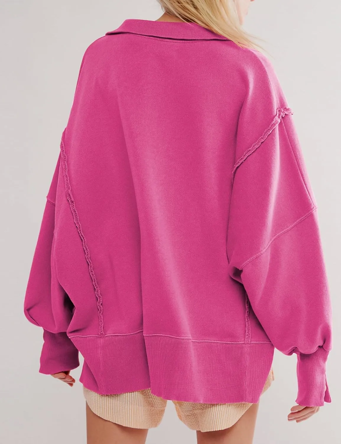 Wanzetaly Women's Oversized Sweatshirt Button Henley Neck Hoodies Long Sleeve Pullover Tops 2024 Outfits