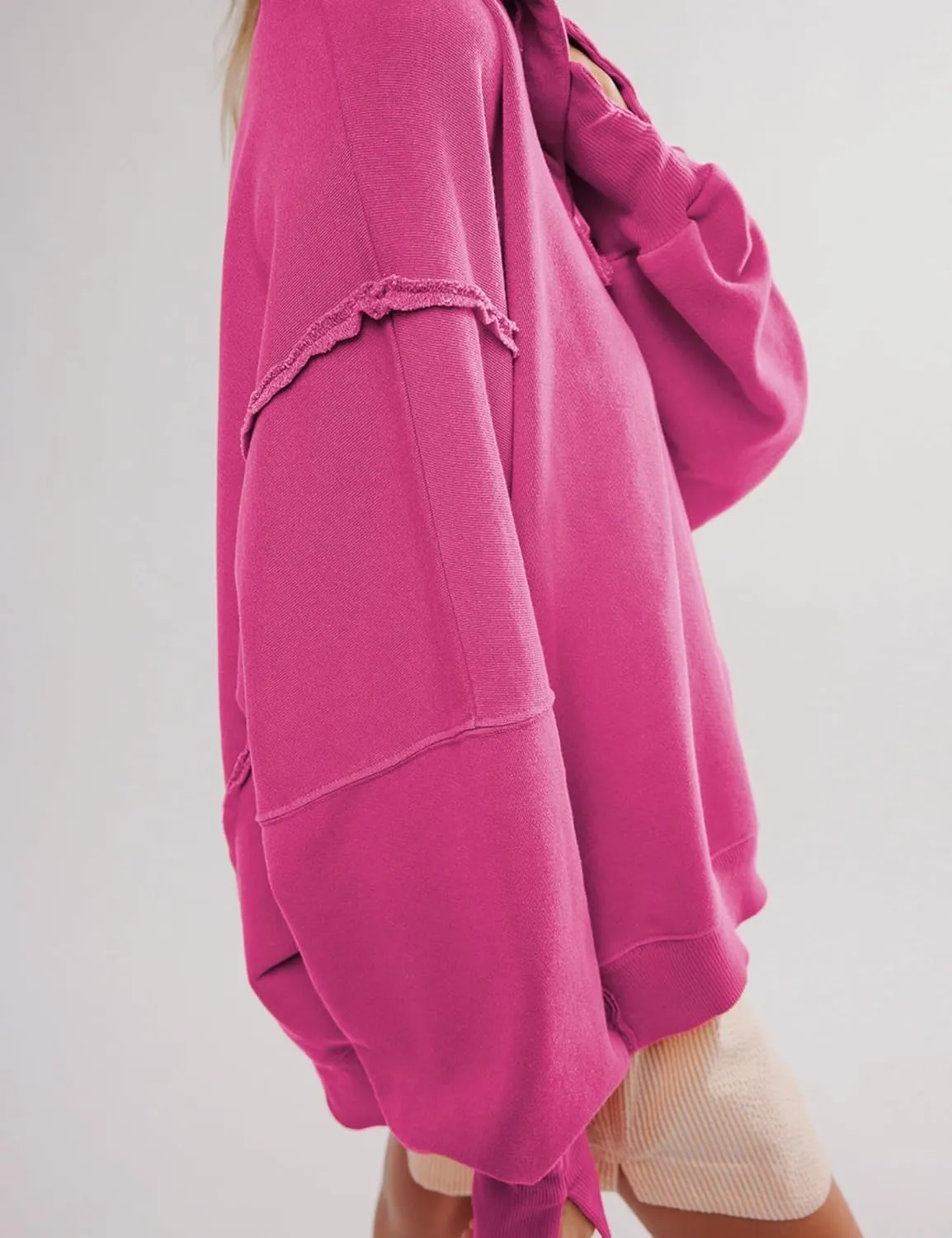 Wanzetaly Women's Oversized Sweatshirt Button Henley Neck Hoodies Long Sleeve Pullover Tops 2024 Outfits