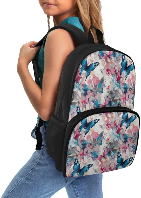 Watercolor Butterfly Print Large Travel Backpack for Women Men Colorful Art Butterflies Painting 17 Inch Insulated Cooler Backpack Adult Lunch Box Bookbag