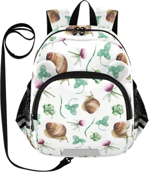 Watercolor Clover and Snails Little Kid Toddler Backpack Baby Boys Girls Kindergarten Pre School Bags Cute Cartoon Backpacks for children
