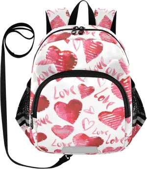 Watercolor Red Hearts Little Kid Toddler Backpack Baby Boys Girls Kindergarten Pre School Bags Cute Cartoon Backpacks for children