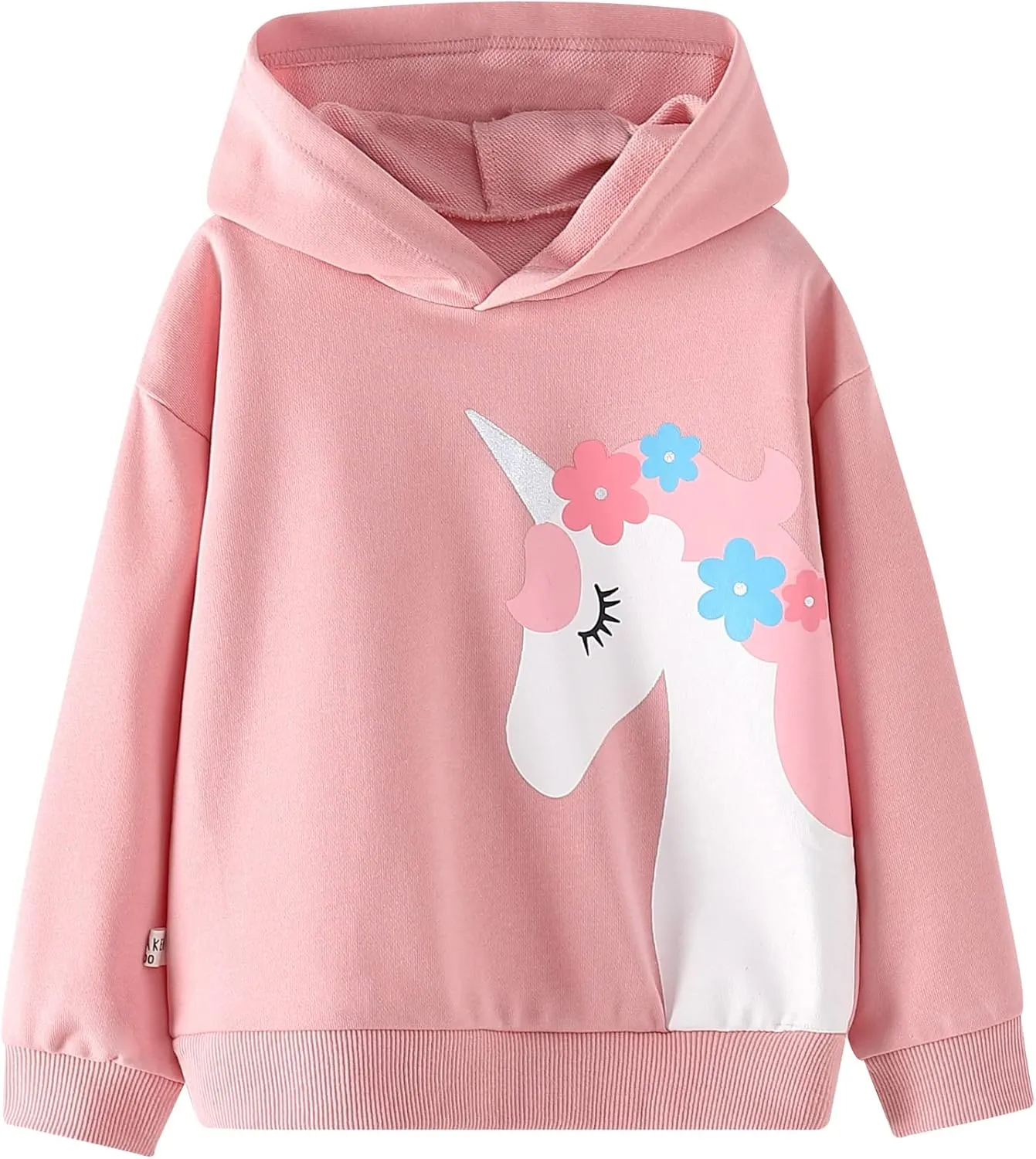 WELAKEN Girls Animal Print Hoodie Sweatshirts Kids Toddler Long Sleeve Pullover Tops with Pocket