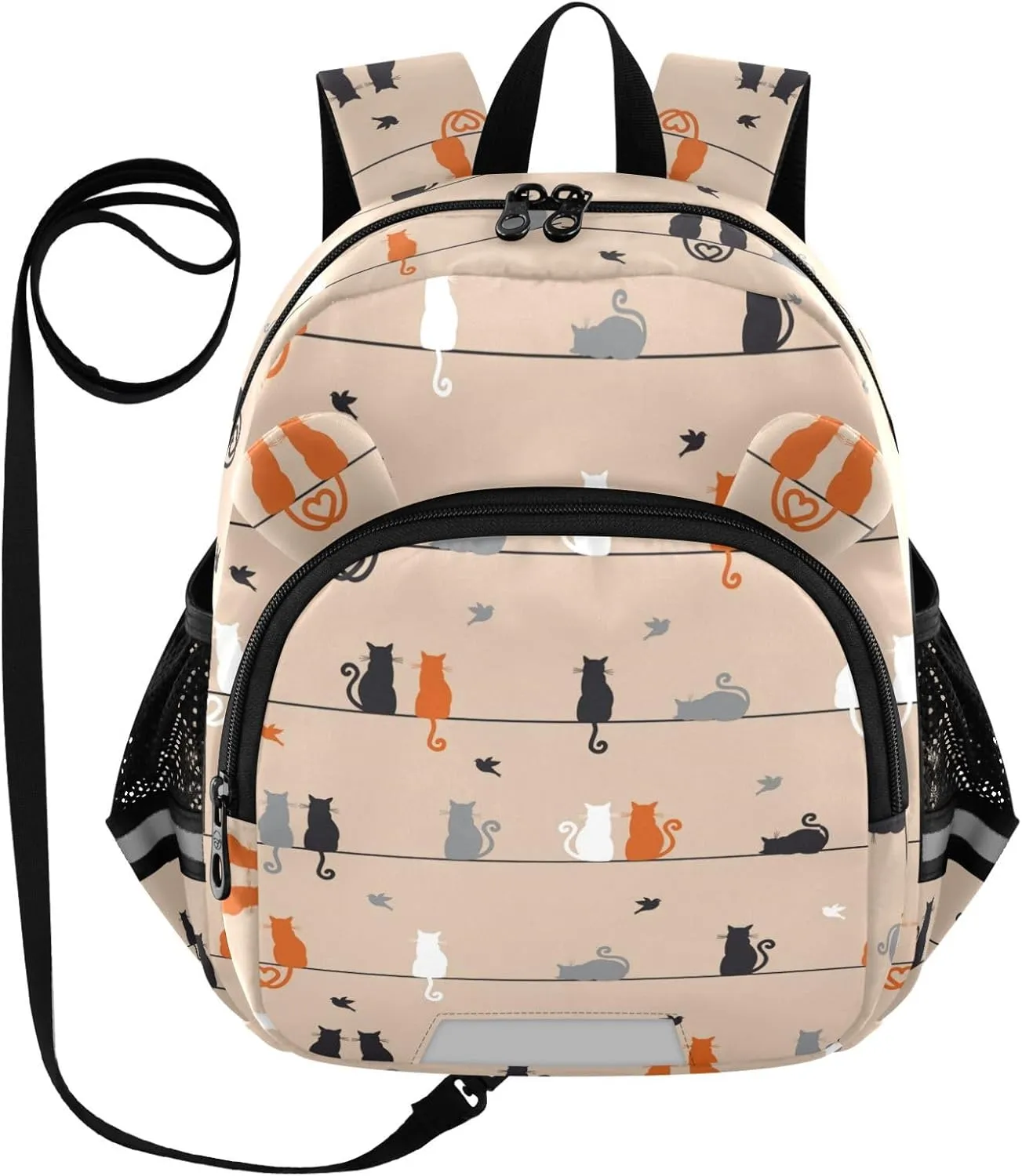 White Cat and Bird Little Kid Toddler Backpack Baby Boys Girls Kindergarten Pre School Bags Cute Cartoon Backpacks for children