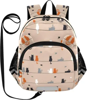 White Cat and Bird Little Kid Toddler Backpack Baby Boys Girls Kindergarten Pre School Bags Cute Cartoon Backpacks for children
