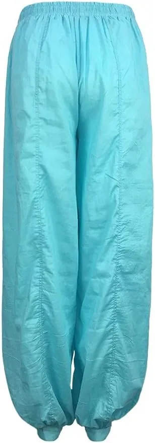 White Linen Pants Women| Wide Leg Dressy Baggy Beach Harem Pants with Pockets Solid Yoga Palazzo Pants for Women